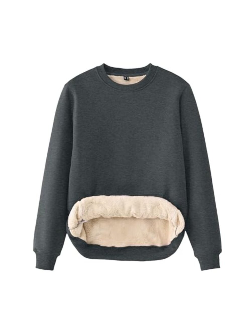 Sherpa Lined Crewneck Sweatshirt Warm Fleece Pullover Long Sleeve Thermal